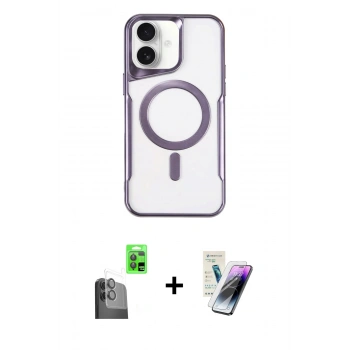 MARSİLYAN™- iPhone 16 Kılıf Yadigar Klasik Özel Seri - Şeffaf Pasifik Cam Ekran Koruyucu + Raze Metal Kamera Lens - SH