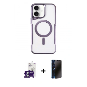 MARSİLYAN™- iPhone 16 Kılıf Yadigar Klasik Özel Seri - Siyah 3D Antistatik Hayalet Cam Ekran Koruyucu + Bilvis Titan Kamera Lens - YL