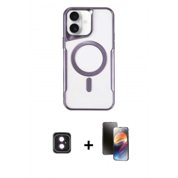 MARSİLYAN™- iPhone 16 Kılıf Yadigar Klasik Özel Seri - Siyah 3D Antistatik Mat Seramik Nano Ekran Koruyucu + PVD Metal Kamera Lens - PE