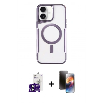 MARSİLYAN™- iPhone 16 Kılıf Yadigar Klasik Özel Seri - Siyah 3D Antistatik Mat Seramik Nano Ekran Koruyucu + Bilvis Titan Kamera Lens - SH