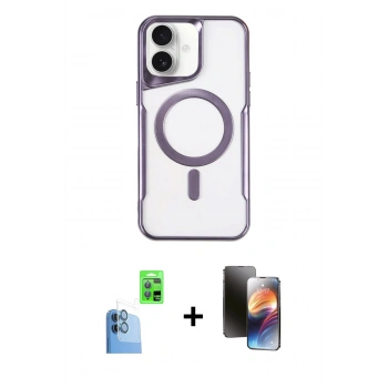 MARSİLYAN™- iPhone 16 Kılıf Yadigar Klasik Özel Seri - Siyah 3D Antistatik Mat Seramik Nano Ekran Koruyucu + Raze Metal Kamera Lens - LT