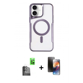 MARSİLYAN™- iPhone 16 Kılıf Yadigar Klasik Özel Seri - Siyah 3D Antistatik Mat Seramik Nano Ekran Koruyucu + Raze Metal Kamera Lens - SH