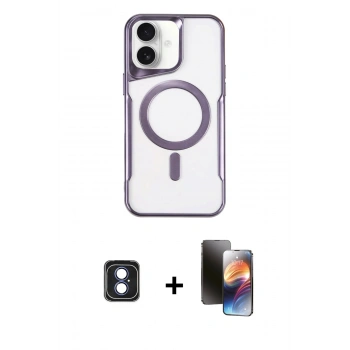 MARSİLYAN™- iPhone 16 Kılıf Yadigar Klasik Özel Seri - Siyah 3D Antistatik Mat Seramik Nano Ekran Koruyucu + PVD Metal Kamera Lens - MI