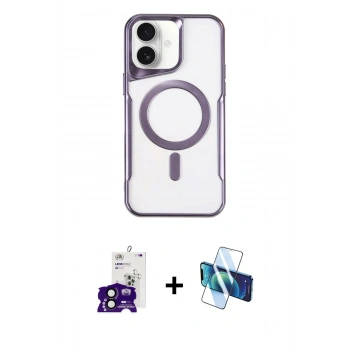 MARSİLYAN™- iPhone 16 Kılıf Yadigar Klasik Özel Seri - Siyah 3D Antistatik Seramik Nano Ekran Koruyucu + Bilvis Titan Kamera Lens - SH