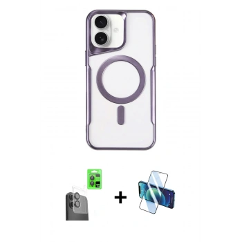 MARSİLYAN™- iPhone 16 Kılıf Yadigar Klasik Özel Seri - Siyah 3D Antistatik Seramik Nano Ekran Koruyucu + Raze Metal Kamera Lens - SH
