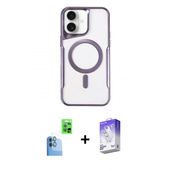MARSİLYAN™- iPhone 16 Kılıf Yadigar Klasik Özel Seri - Siyah Bilvis 5in1 3D Magic Cam Ekran Koruyucu + Raze Metal Kamera Lens - LT