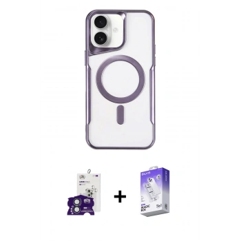 MARSİLYAN™- iPhone 16 Kılıf Yadigar Klasik Özel Seri - Siyah Bilvis 5in1 3D Magic Cam Ekran Koruyucu + Bilvis Titan Kamera Lens - YL