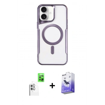 MARSİLYAN™- iPhone 16 Kılıf Yadigar Klasik Özel Seri - Siyah Bilvis 5in1 5D Magic Hayalet Cam Ekran Koruyucu + Raze Metal Kamera Lens - BZ