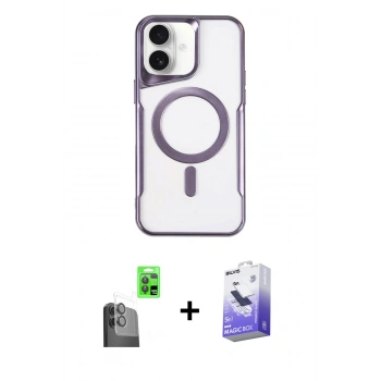 MARSİLYAN™- iPhone 16 Kılıf Yadigar Klasik Özel Seri - Siyah Bilvis 5in1 5D Magic Hayalet Cam Ekran Koruyucu + Raze Metal Kamera Lens - SH