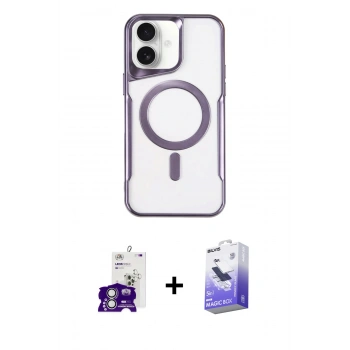 MARSİLYAN™- iPhone 16 Kılıf Yadigar Klasik Özel Seri - Siyah Bilvis 5in1 5D Magic Hayalet Cam Ekran Koruyucu + Bilvis Titan Kamera Lens - GS