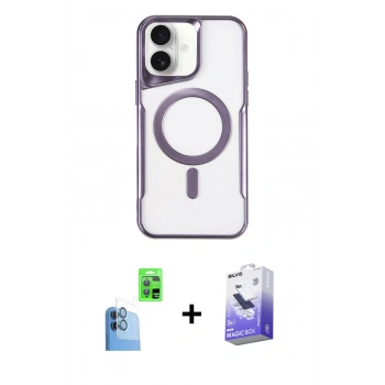 MARSİLYAN™- iPhone 16 Kılıf Yadigar Klasik Özel Seri - Siyah Bilvis 5in1 5D Magic Hayalet Cam Ekran Koruyucu + Raze Metal Kamera Lens - LT