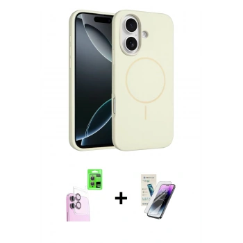 MARSİLYAN™- iPhone 16 Kılıf Yankı Form Serisi - Şeffaf Pasifik Cam Ekran Koruyucu + Raze Metal Kamera Lens - PE
