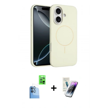 MARSİLYAN™- iPhone 16 Kılıf Yankı Form Serisi - Şeffaf Pasifik Cam Ekran Koruyucu + Raze Metal Kamera Lens - LT