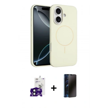 MARSİLYAN™- iPhone 16 Kılıf Yankı Form Serisi - Siyah 3D Antistatik Hayalet Cam Ekran Koruyucu + Bilvis Titan Kamera Lens - SH