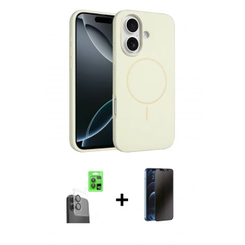MARSİLYAN™- iPhone 16 Kılıf Yankı Form Serisi - Siyah 3D Antistatik Hayalet Cam Ekran Koruyucu + Raze Metal Kamera Lens - SH