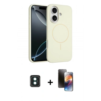MARSİLYAN™- iPhone 16 Kılıf Yankı Form Serisi - Siyah 3D Antistatik Mat Seramik Nano Ekran Koruyucu + PVD Metal Kamera Lens - YL