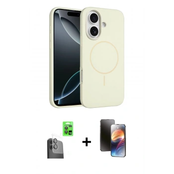 MARSİLYAN™- iPhone 16 Kılıf Yankı Form Serisi - Siyah 3D Antistatik Mat Seramik Nano Ekran Koruyucu + Raze Metal Kamera Lens - SH