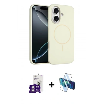 MARSİLYAN™- iPhone 16 Kılıf Yankı Form Serisi - Siyah 3D Antistatik Seramik Nano Ekran Koruyucu + Bilvis Titan Kamera Lens - PE