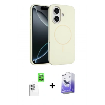 MARSİLYAN™- iPhone 16 Kılıf Yankı Form Serisi - Siyah Bilvis 5in1 5D Magic Hayalet Cam Ekran Koruyucu + Raze Metal Kamera Lens - BZ