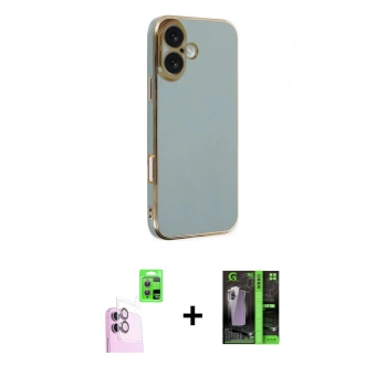 MARSİLYAN™- iPhone 16 Kılıf Yankı Serisi - Şeffaf 360 Full Body Arka Koruyucu + Raze Metal Kamera Lens - PE