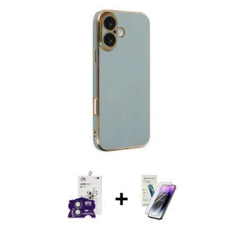 MARSİLYAN™- iPhone 16 Kılıf Yankı Serisi - Şeffaf Pasifik Cam Ekran Koruyucu + Bilvis Titan Kamera Lens - YL