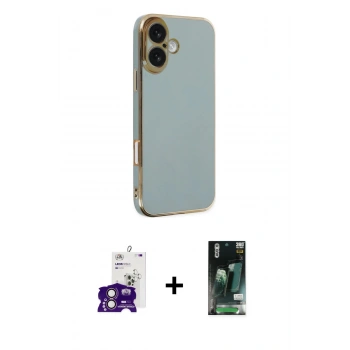 MARSİLYAN™- iPhone 16 Kılıf Yankı Serisi - Siyah 360 Mat Full Body Arka Koruyucu + Bilvis Titan Kamera Lens - PE