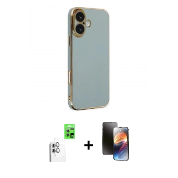 MARSİLYAN™- iPhone 16 Kılıf Yankı Serisi - Siyah 3D Antistatik Mat Seramik Nano Ekran Koruyucu + Raze Metal Kamera Lens - BZ
