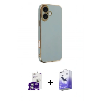MARSİLYAN™- iPhone 16 Kılıf Yankı Serisi - Siyah Bilvis 5in1 5D Magic Hayalet Cam Ekran Koruyucu + Bilvis Titan Kamera Lens - GS