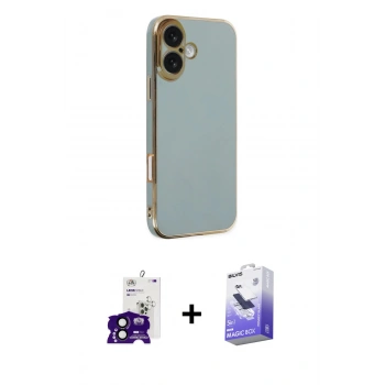 MARSİLYAN™- iPhone 16 Kılıf Yankı Serisi - Siyah Bilvis 5in1 5D Magic Hayalet Cam Ekran Koruyucu + Bilvis Titan Kamera Lens - SH