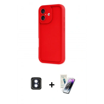 MARSİLYAN™- iPhone 16 Kılıf Yankı Yansıma Özel Seri - Şeffaf Pasifik Cam Ekran Koruyucu + PVD Metal Kamera Lens - MI