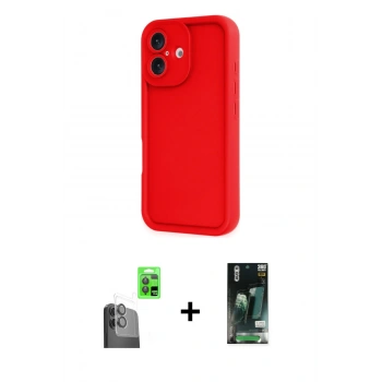 MARSİLYAN™- iPhone 16 Kılıf Yankı Yansıma Özel Seri - Siyah 360 Mat Full Body Arka Koruyucu + Raze Metal Kamera Lens - SH