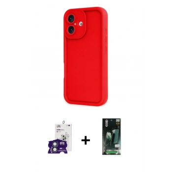 MARSİLYAN™- iPhone 16 Kılıf Yankı Yansıma Özel Seri - Siyah 360 Mat Full Body Arka Koruyucu + Bilvis Titan Kamera Lens - YL
