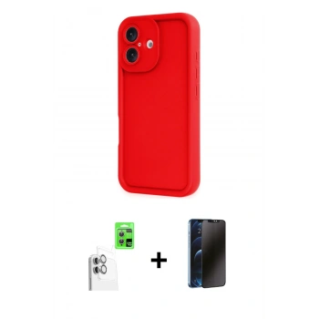 MARSİLYAN™- iPhone 16 Kılıf Yankı Yansıma Özel Seri - Siyah 3D Antistatik Hayalet Cam Ekran Koruyucu + Raze Metal Kamera Lens - BZ