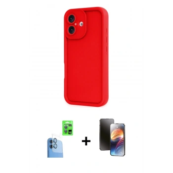 MARSİLYAN™- iPhone 16 Kılıf Yankı Yansıma Özel Seri - Siyah 3D Antistatik Mat Seramik Nano Ekran Koruyucu + Raze Metal Kamera Lens - LT