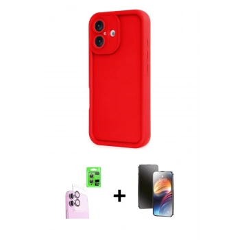 MARSİLYAN™- iPhone 16 Kılıf Yankı Yansıma Özel Seri - Siyah 3D Antistatik Mat Seramik Nano Ekran Koruyucu + Raze Metal Kamera Lens - PE