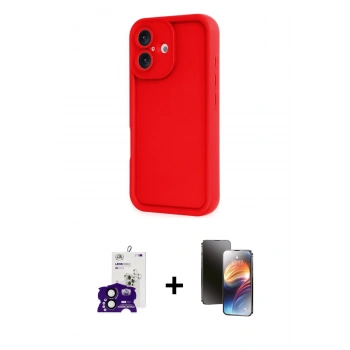 MARSİLYAN™- iPhone 16 Kılıf Yankı Yansıma Özel Seri - Siyah 3D Antistatik Mat Seramik Nano Ekran Koruyucu + Bilvis Titan Kamera Lens - SH