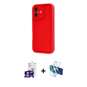 MARSİLYAN™- iPhone 16 Kılıf Yankı Yansıma Özel Seri - Siyah 3D Antistatik Seramik Nano Ekran Koruyucu + Bilvis Titan Kamera Lens - GS