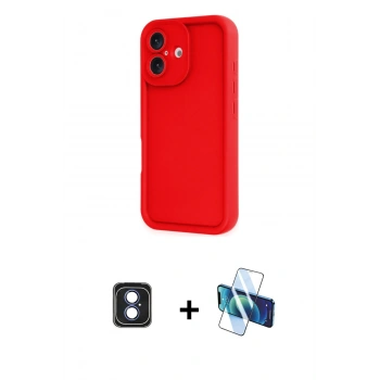 MARSİLYAN™- iPhone 16 Kılıf Yankı Yansıma Özel Seri - Siyah 3D Antistatik Seramik Nano Ekran Koruyucu + PVD Metal Kamera Lens - MI