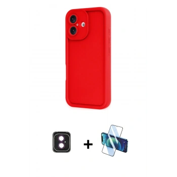 MARSİLYAN™- iPhone 16 Kılıf Yankı Yansıma Özel Seri - Siyah 3D Antistatik Seramik Nano Ekran Koruyucu + PVD Metal Kamera Lens - PE