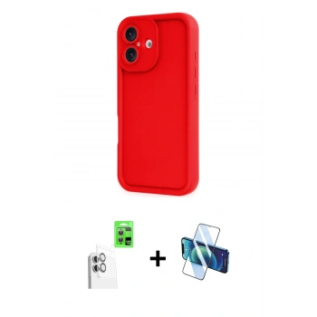 MARSİLYAN™- iPhone 16 Kılıf Yankı Yansıma Özel Seri - Siyah 3D Antistatik Seramik Nano Ekran Koruyucu + Raze Metal Kamera Lens - BZ