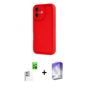 MARSİLYAN™- iPhone 16 Kılıf Yankı Yansıma Özel Seri - Siyah Bilvis 5in1 3D Magic Cam Ekran Koruyucu + Raze Metal Kamera Lens - BZ