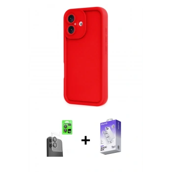 MARSİLYAN™- iPhone 16 Kılıf Yankı Yansıma Özel Seri - Siyah Bilvis 5in1 3D Magic Cam Ekran Koruyucu + Raze Metal Kamera Lens - SH
