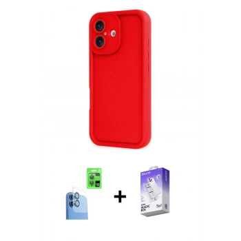 MARSİLYAN™- iPhone 16 Kılıf Yankı Yansıma Özel Seri - Siyah Bilvis 5in1 3D Magic Cam Ekran Koruyucu + Raze Metal Kamera Lens - LT