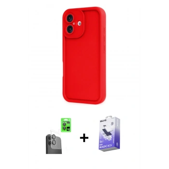 MARSİLYAN™- iPhone 16 Kılıf Yankı Yansıma Özel Seri - Siyah Bilvis 5in1 5D Magic Hayalet Cam Ekran Koruyucu + Raze Metal Kamera Lens - SH