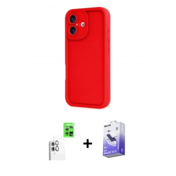 MARSİLYAN™- iPhone 16 Kılıf Yankı Yansıma Özel Seri - Siyah Bilvis 5in1 5D Magic Hayalet Cam Ekran Koruyucu + Raze Metal Kamera Lens - BZ
