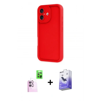 MARSİLYAN™- iPhone 16 Kılıf Yankı Yansıma Özel Seri - Siyah Bilvis 5in1 5D Magic Hayalet Cam Ekran Koruyucu + Raze Metal Kamera Lens - PE