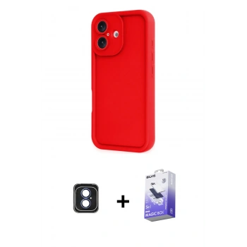 MARSİLYAN™- iPhone 16 Kılıf Yankı Yansıma Özel Seri - Siyah Bilvis 5in1 5D Magic Hayalet Cam Ekran Koruyucu + PVD Metal Kamera Lens - MI