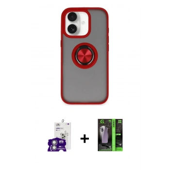 MARSİLYAN™- iPhone 16 Kılıf Yörünge Çizgi - Şeffaf 360 Full Body Arka Koruyucu + Bilvis Titan Kamera Lens - GS