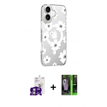 MARSİLYAN™- iPhone 16 Kılıf Yörünge Işık Prime - Şeffaf 360 Full Body Arka Koruyucu + Bilvis Titan Kamera Lens - GS