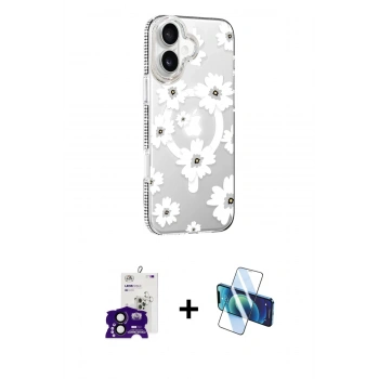 MARSİLYAN™- iPhone 16 Kılıf Yörünge Işık Prime - Siyah 3D Antistatik Seramik Nano Ekran Koruyucu + Bilvis Titan Kamera Lens - SH